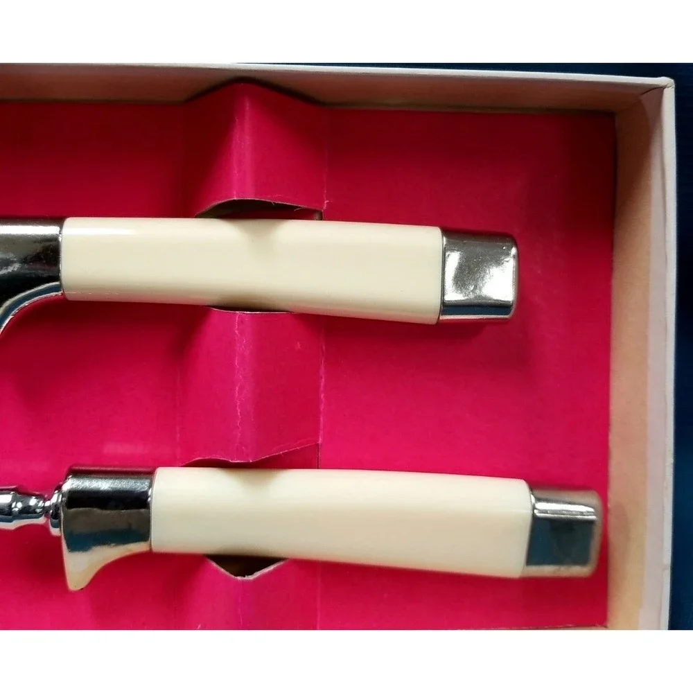 Regent Sheffield Vtg Carving Set Stainless Steel England‎ Cream Handles Boxed